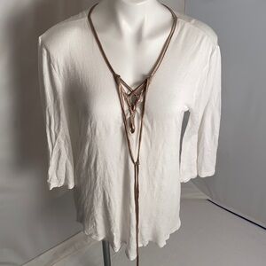 Venus white lace up front cover up
